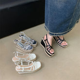 LBSFY  -  Open Toe Women Sandals Narrow Band Summer Outside Back Strap 2024 New Arrivals Wedge High Heels Party Pumps Dress Sandals 35-39